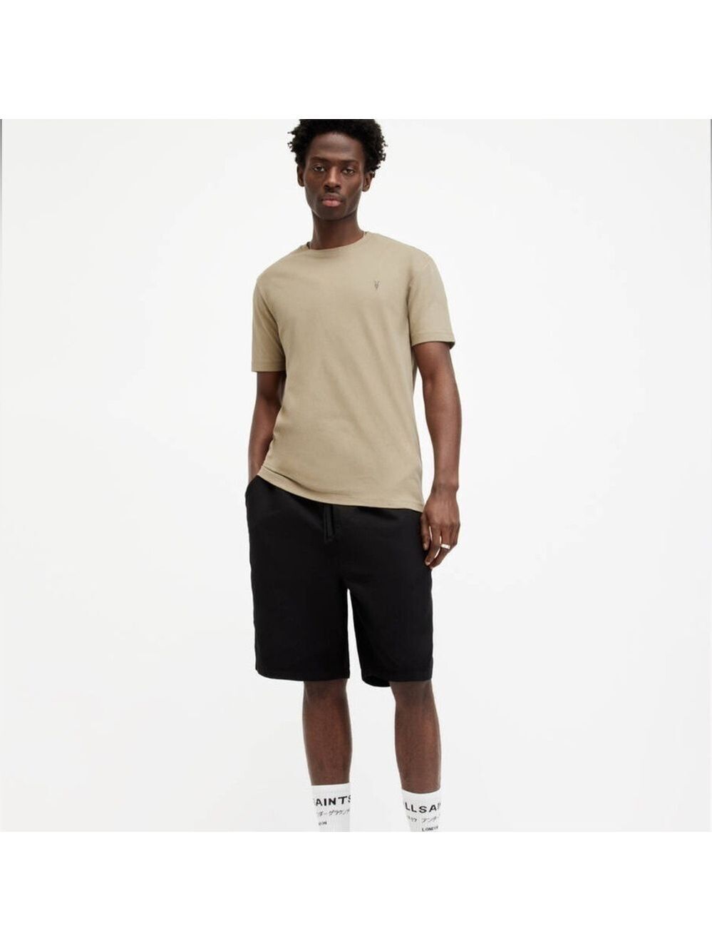 All Saints Brace Brushed Cotton Crew Neck T-Shirt: Moorland Brown